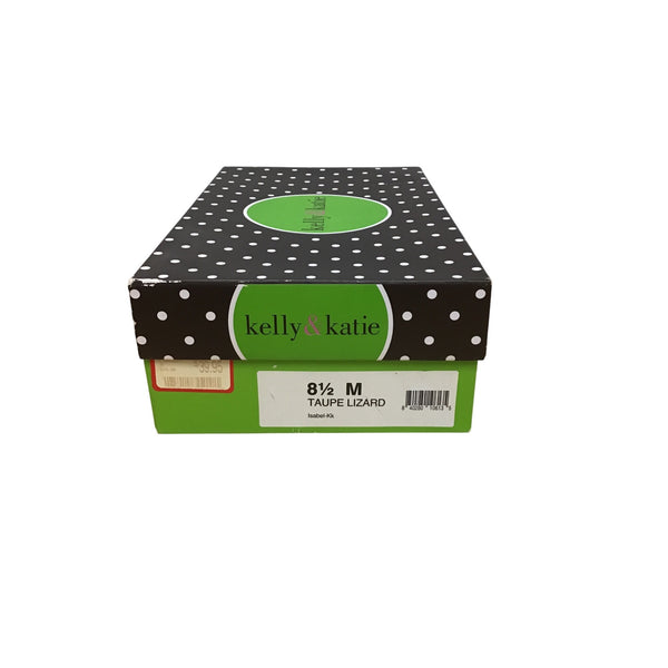 Kelly & Katie Womens Beige Textured Faux Leather Round Toe High Heels Size 8.5 NWB