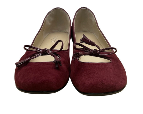 Taryn Rose Women’s Burgundy Suede Bow tassel Detail Low Wedge Shoes Size 10M