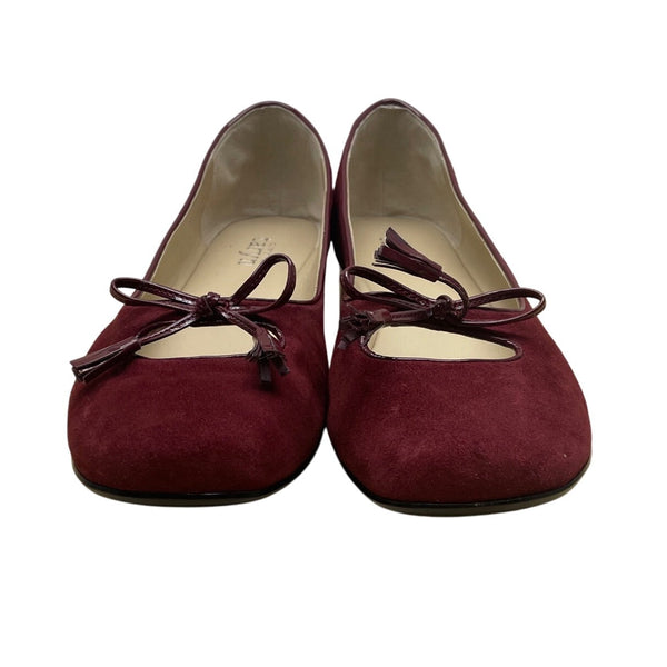 Taryn Rose Women’s Burgundy Suede Bow tassel Detail Low Wedge Shoes Size 10M