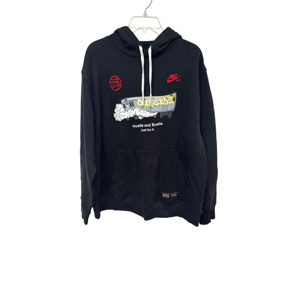 Nike Mens Black Cotton NYC Graffiti Hoodie XL With Subway Graphics EYBL Logo XL