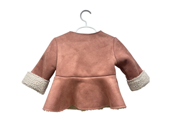 Muy Bien Pink Toddler Faux Fur Lined Coat Size 5 Double Breasted