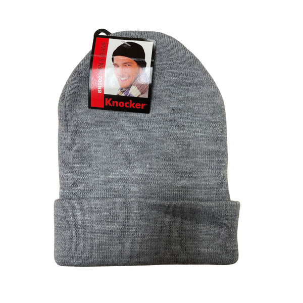 Knocker Mens Gray Knit Beanie Soft Stretchable Winter Hat BN002