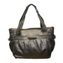 Perlina Women’s Dark Silver Leather Snap & Zip Closure Shoulder Satchel Bag