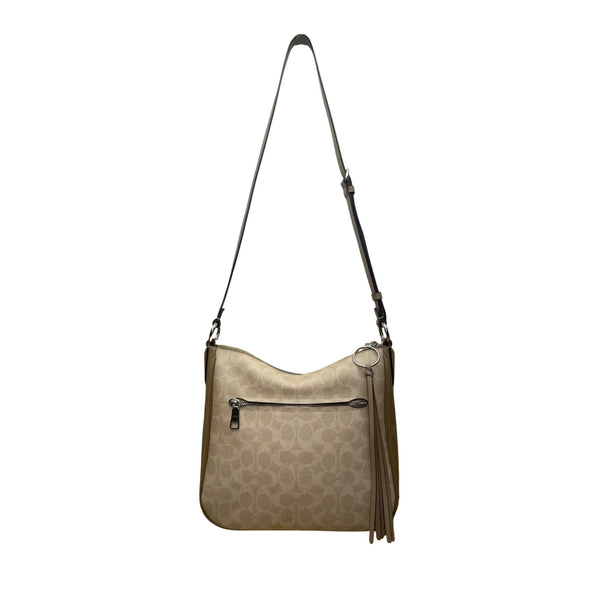 Coach Women’s Beige Monogram Leather Adjustable Strap Chaise Crossbody Bag