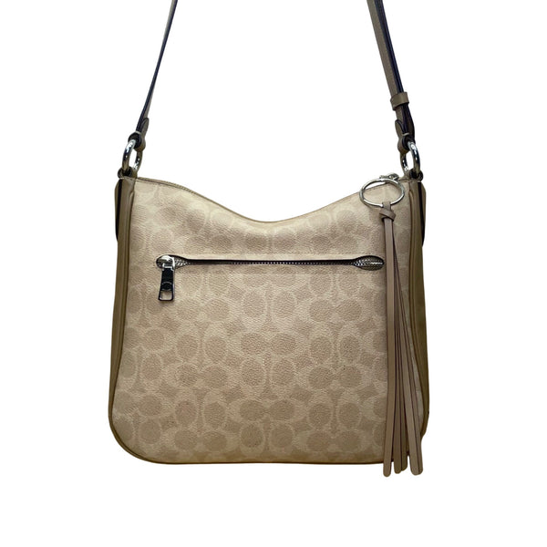Coach Women’s Beige Monogram Leather Adjustable Strap Chaise Crossbody Bag