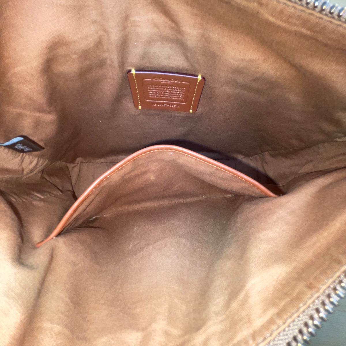 Coach Women’s Beige Monogram Leather Adjustable Strap Chaise Crossbody Bag