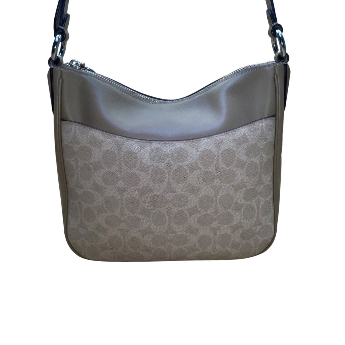 Coach Women’s Beige Monogram Leather Adjustable Strap Chaise Crossbody Bag