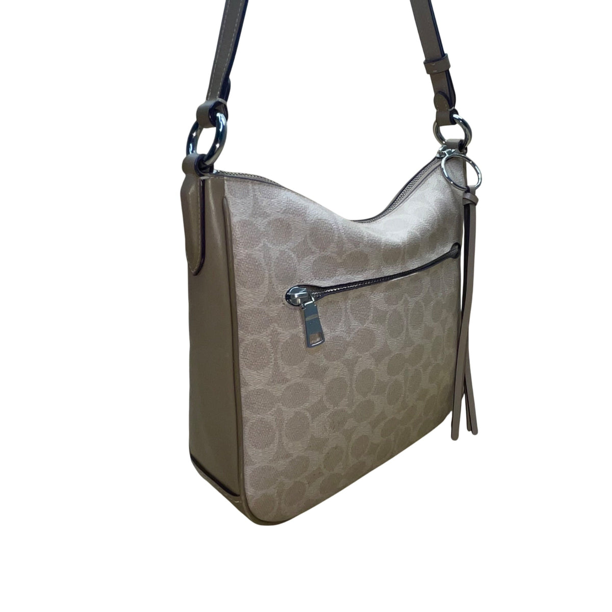 Coach Women’s Beige Monogram Leather Adjustable Strap Chaise Crossbody Bag