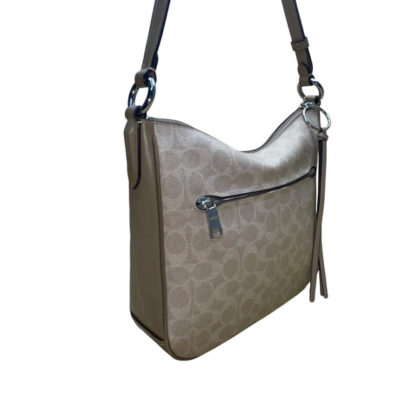 Coach Women’s Beige Monogram Leather Adjustable Strap Chaise Crossbody Bag