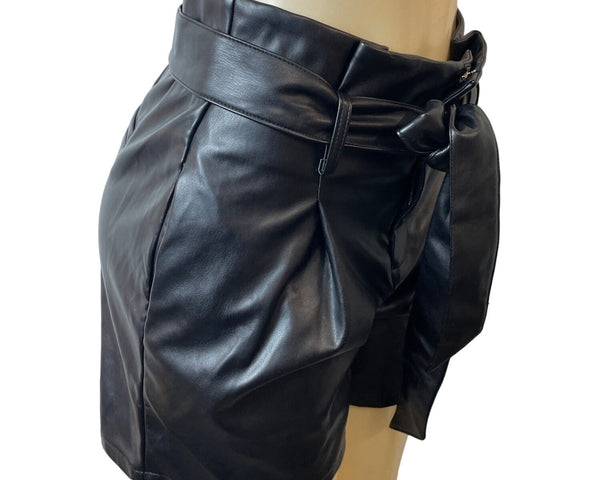 Unbranded Women's Black Faux Leather Style Shorts Sz M