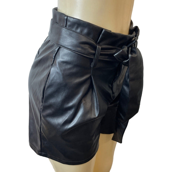Unbranded Women's Black Faux Leather Style Shorts Sz M