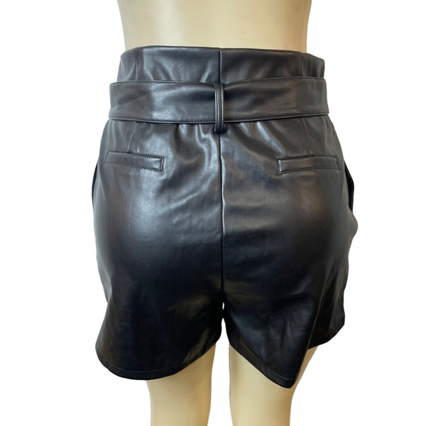 Unbranded Women's Black Faux Leather Style Shorts Sz M