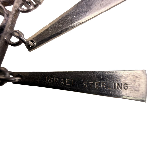 Vintage Israel Sterling Silver Pendant Necklace With Smoky Quartz Detail