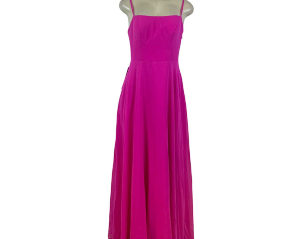 Barbie Azazie Womens Pink Gown Maxi Dress Ruched Adjustable Straps Sz A6 - New
