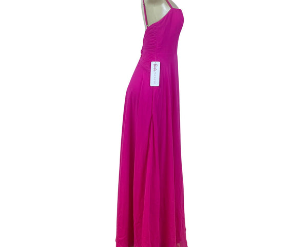 Barbie Azazie Womens Pink Gown Maxi Dress Ruched Adjustable Straps Sz A6 - New