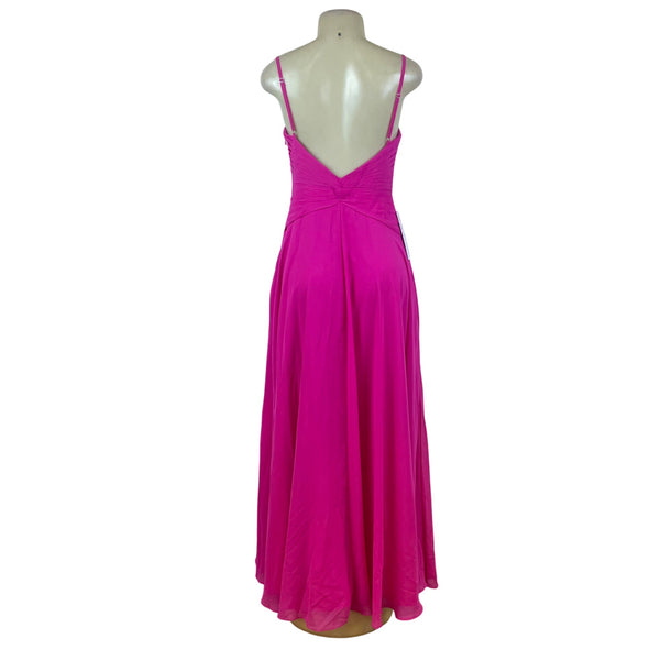 Barbie Azazie Womens Pink Gown Maxi Dress Ruched Adjustable Straps Sz A6 - New