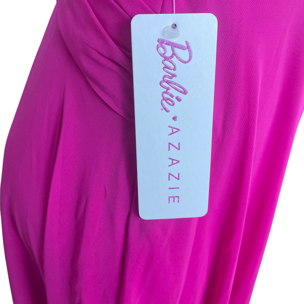 Barbie Azazie Womens Pink Gown Maxi Dress Ruched Adjustable Straps Sz A6 - New