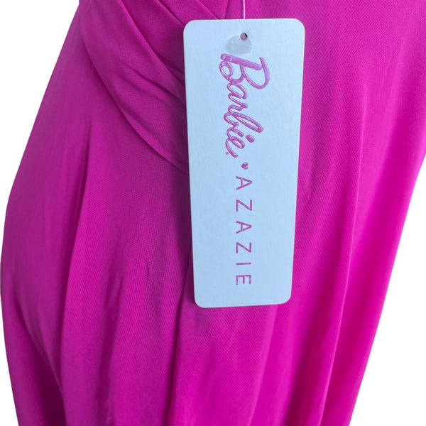 Barbie Azazie Womens Pink Gown Maxi Dress Ruched Adjustable Straps Sz A6 - New