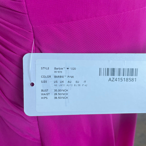 Barbie Azazie Womens Pink Gown Maxi Dress Ruched Adjustable Straps Sz A6 - New