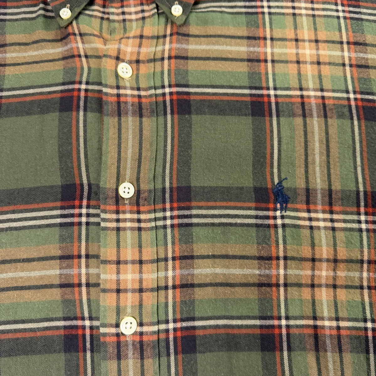 Ralph Lauren Mens Green Plaid Button-Down Shirt Long Sleeve Classic Fit Sz L