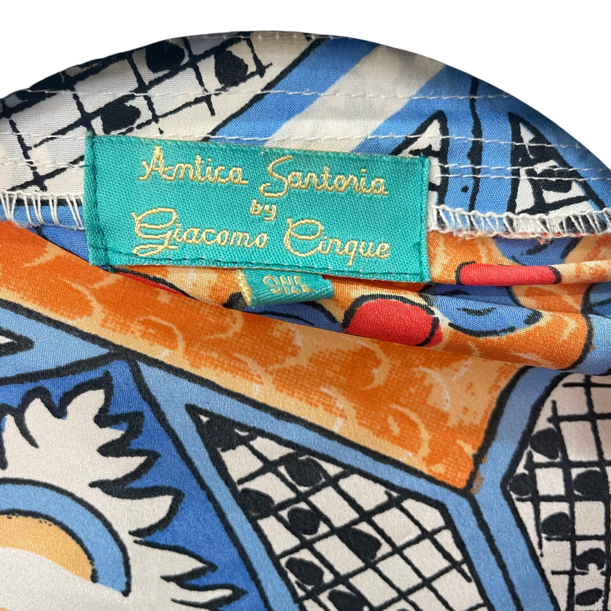 Antica Sartoria Womens Blue/Orange Cotton Geometric Print Caftan One Size Fits Most
