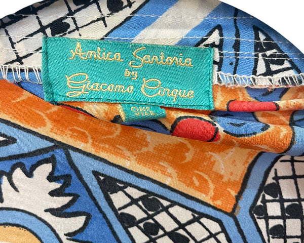 Antica Sartoria Womens Blue/Orange Cotton Geometric Print Caftan One Size Fits Most