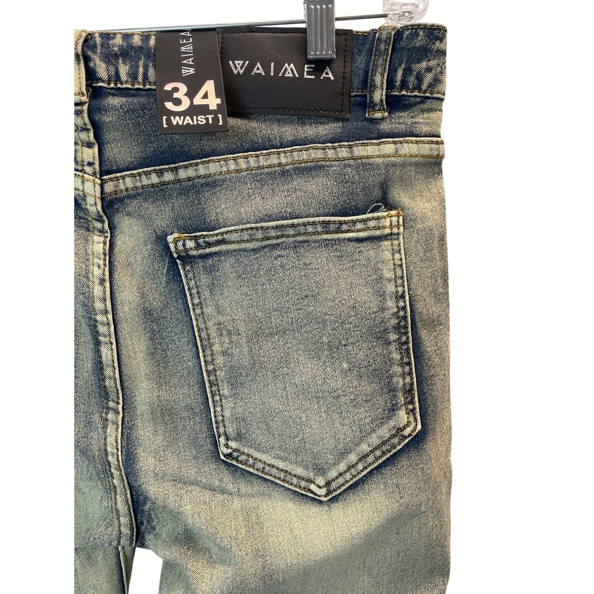 Waimea Mens Blue Denim Distressed and Washed Skinny Jeans Size 34X30 - NWT