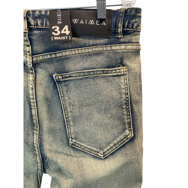 Waimea Mens Blue Denim Distressed and Washed Skinny Jeans Size 34X30 - NWT