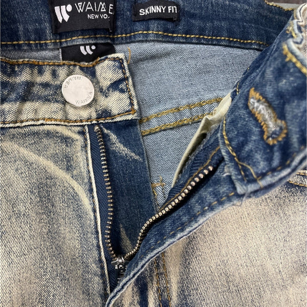 Waimea Mens Blue Denim Distressed and Washed Skinny Jeans Size 34X30 - NWT
