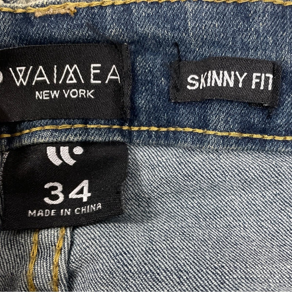 Waimea Mens Blue Denim Distressed and Washed Skinny Jeans Size 34X30 - NWT