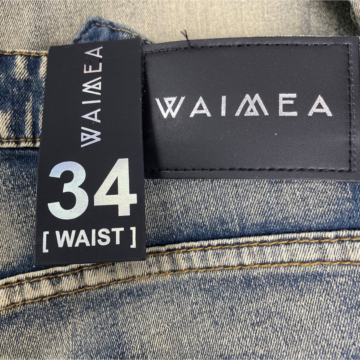 Waimea Mens Blue Denim Distressed and Washed Skinny Jeans Size 34X30 - NWT