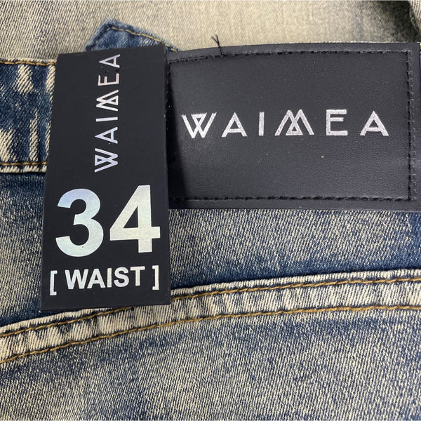 Waimea Mens Blue Denim Distressed and Washed Skinny Jeans Size 34X30 - NWT