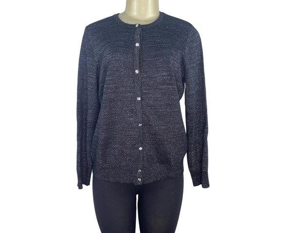 Jones New York Signature Womens Black Knit Cardigan Sweater Long Sleeve Size L