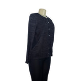 Jones New York Signature Womens Black Knit Cardigan Sweater Long Sleeve Size L