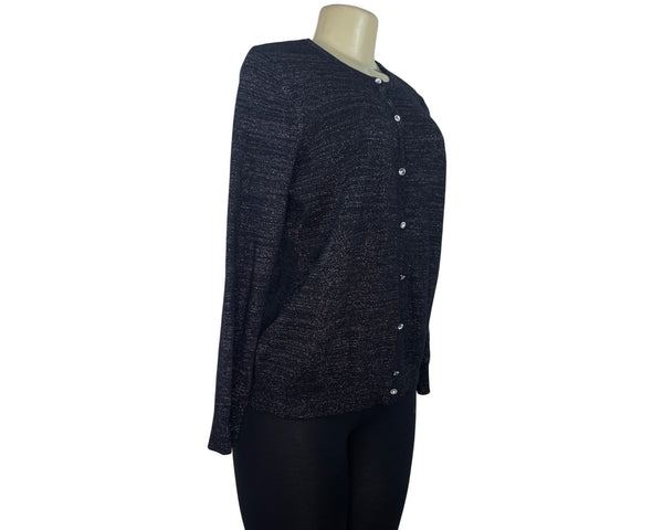 Jones New York Signature Womens Black Knit Cardigan Sweater Long Sleeve Size L
