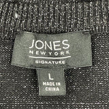 Jones New York Signature Womens Black Knit Cardigan Sweater Long Sleeve Size L