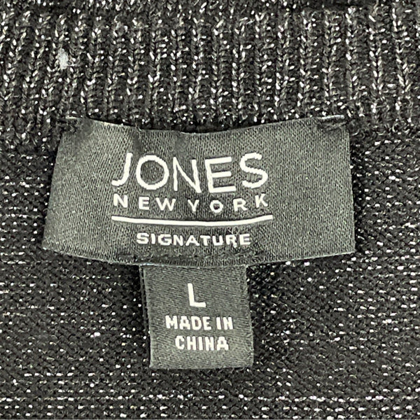 Jones New York Signature Womens Black Knit Cardigan Sweater Long Sleeve Size L