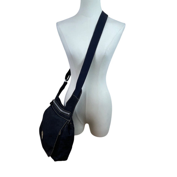 Kipling Black Nylon Adjustable Strap & Front Zipper Pocket Crossbody Bag Sz M