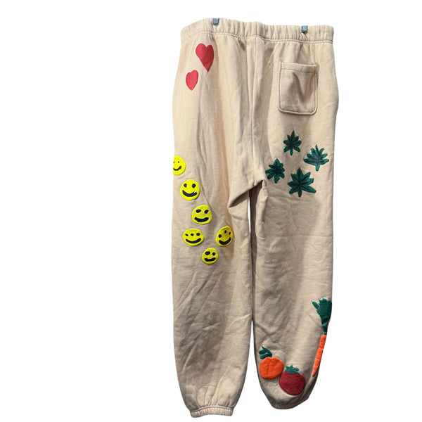 Coney Island Picnic Mens Beige Cotton Graphic Lounge Sweatpants XL Fun Casual Wear