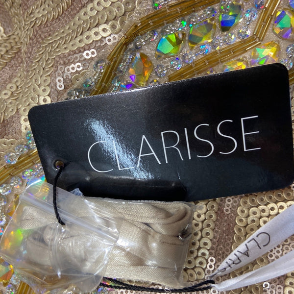 Clarisse Women's Gold Sequined Bodycon Strapless Dress Sz 15/16 (EUR 46/47) - NWT