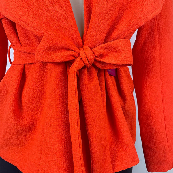 Vince Camuto Women's Orange Open Front Tie Belt Sweater Size 10P - New