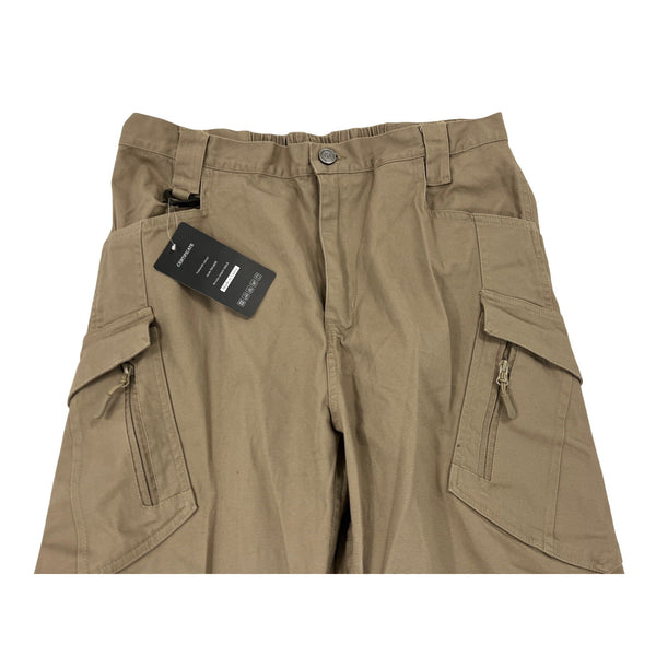 Labeyzon Mens Khaki Cargo Pants With Elastic Waist Sz 36X32 - New