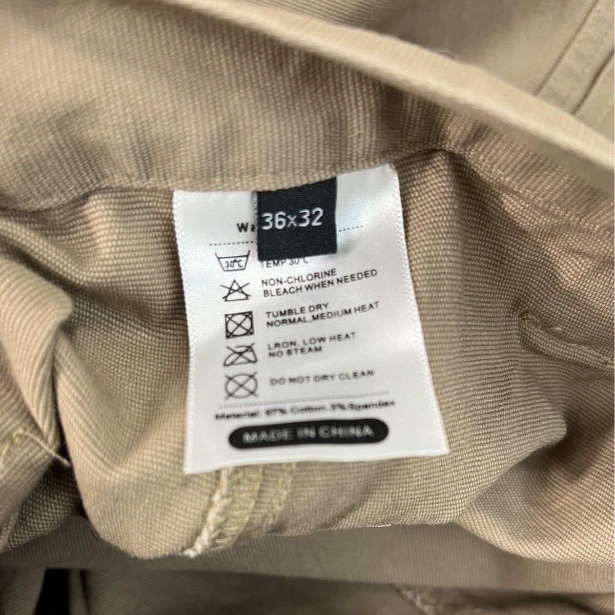 Labeyzon Mens Khaki Cargo Pants With Elastic Waist Sz 36X32 - New