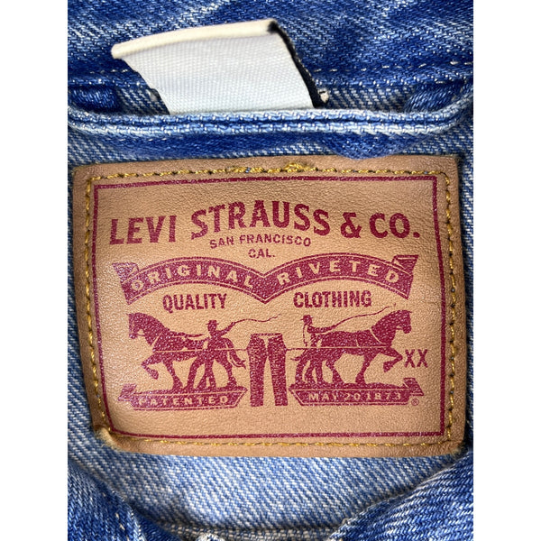 Levis Womens Blue Denim Jacket With Button-Up Closure Faded Wash M