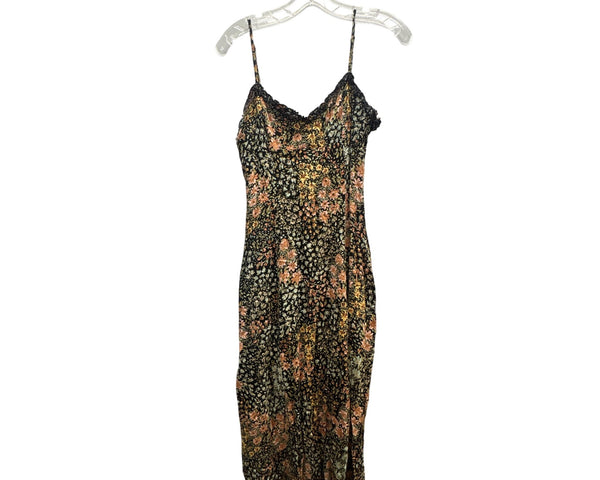 Dress Forum Womens Black Floral Spaghetti Strap Midi Dress S Boho Style Lightweight