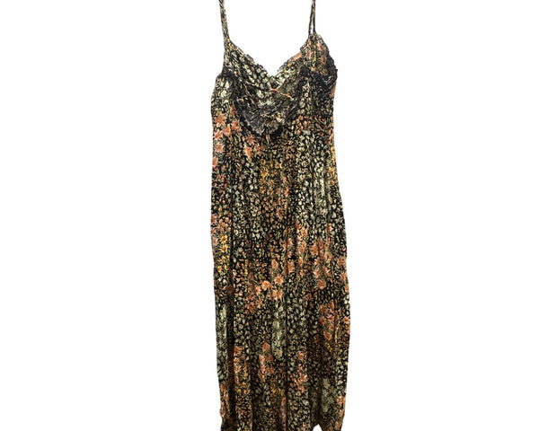 Dress Forum Womens Black Floral Spaghetti Strap Midi Dress S Boho Style Lightweight