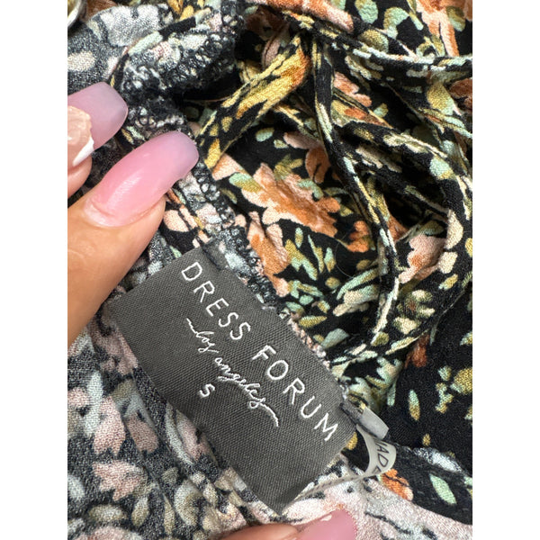 Dress Forum Womens Black Floral Spaghetti Strap Midi Dress S Boho Style Lightweight
