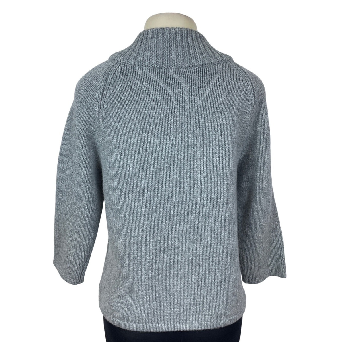 Talbots Women’s Gray Double-Breasted Knit Sweater Jacket Mock Neck Sz S - New