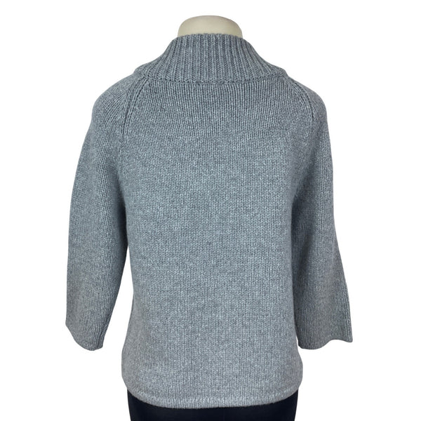 Talbots Women’s Gray Double-Breasted Knit Sweater Jacket Mock Neck Sz S - New