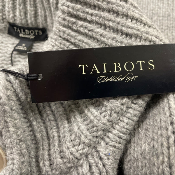 Talbots Women’s Gray Double-Breasted Knit Sweater Jacket Mock Neck Sz S - New